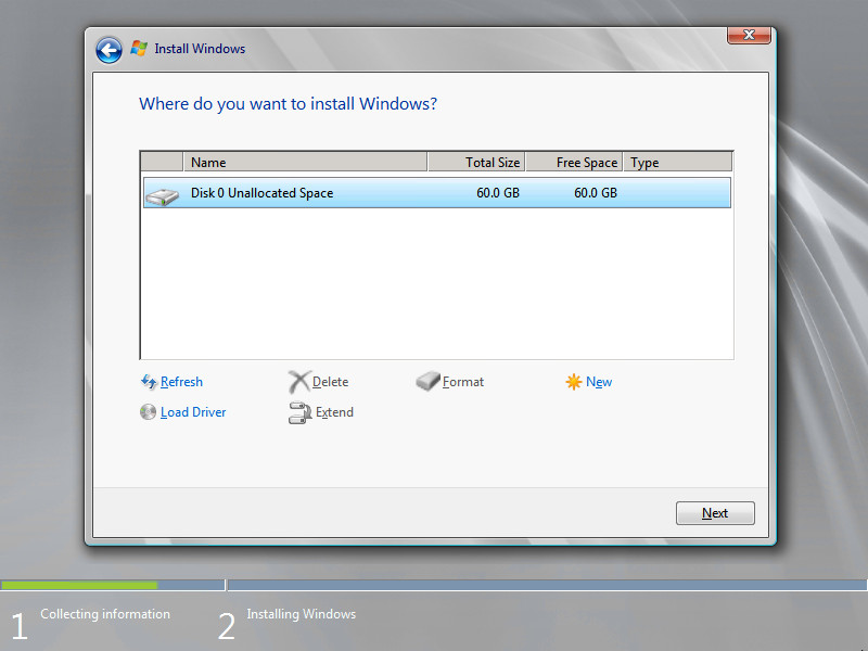 Установка Windows Server 2008 R2