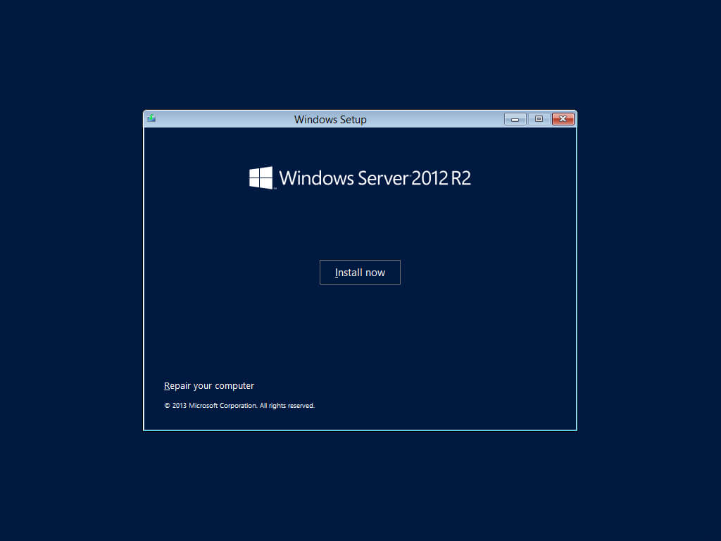 Установка Windows Server 2012 R2