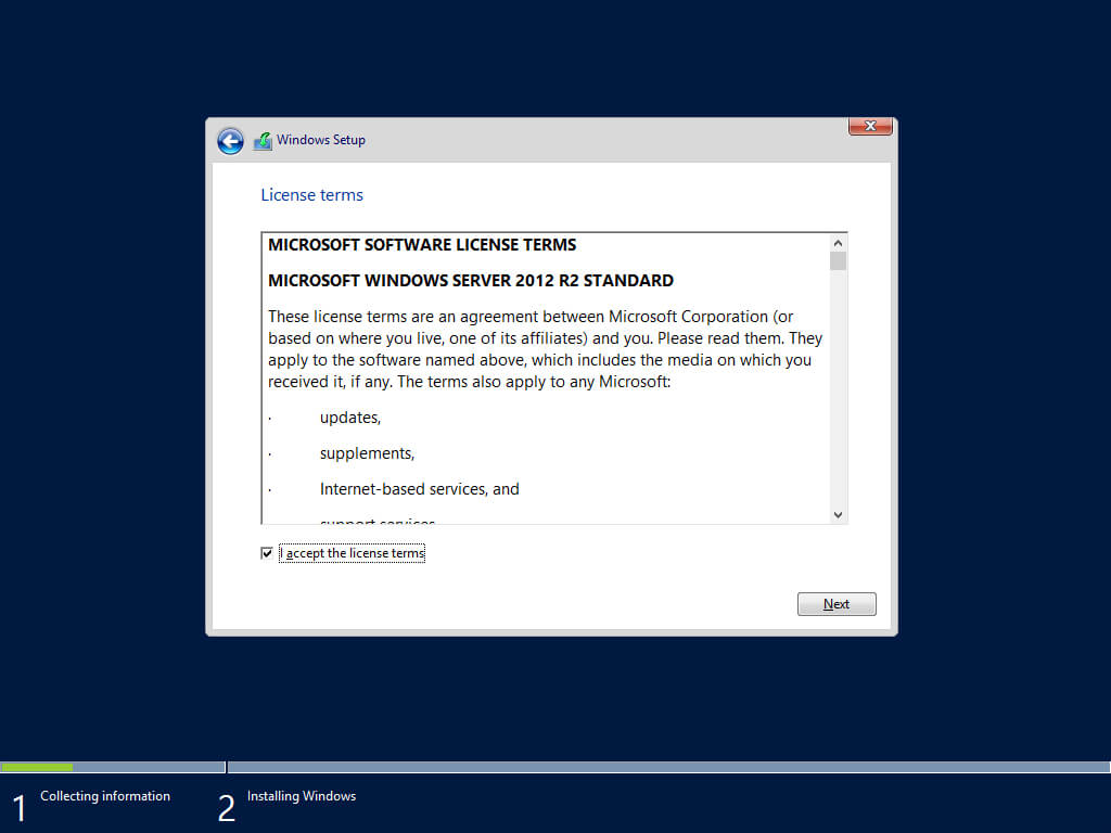 Установка Windows Server 2012 R2