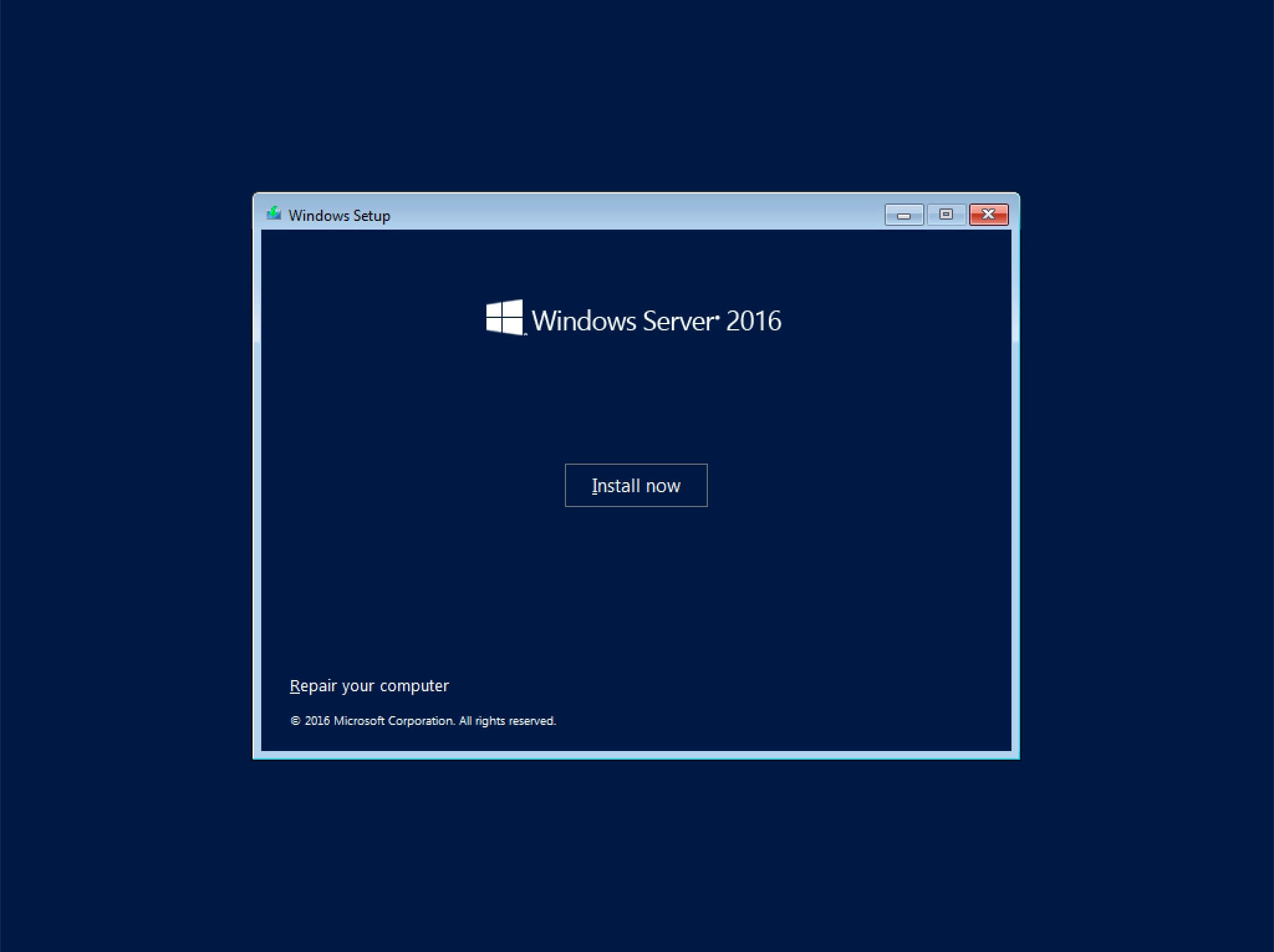 Установка Windows Server 2016