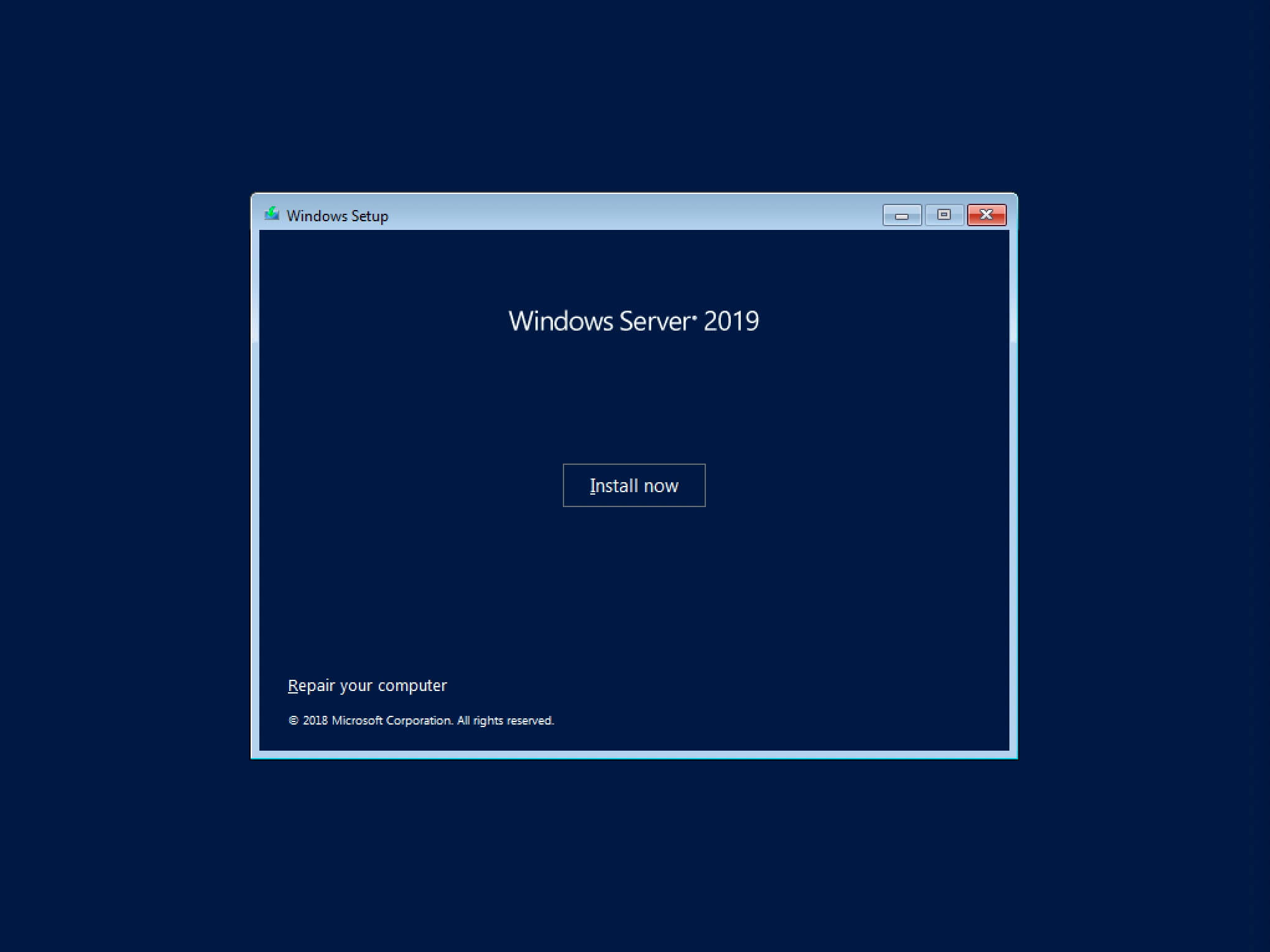 Установка Windows Server 2019 Server Core