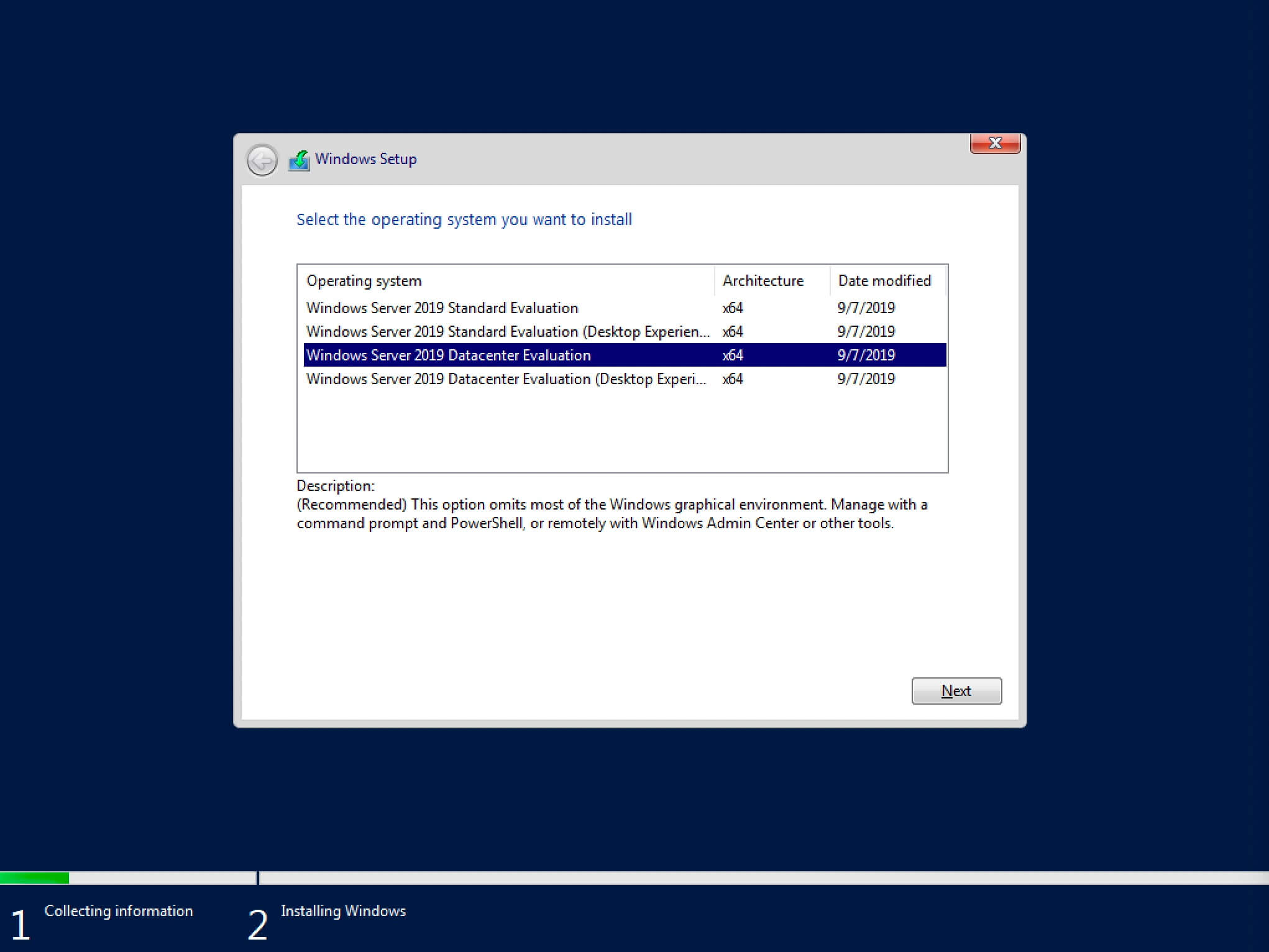 Установка Windows Server 2019 Server Core