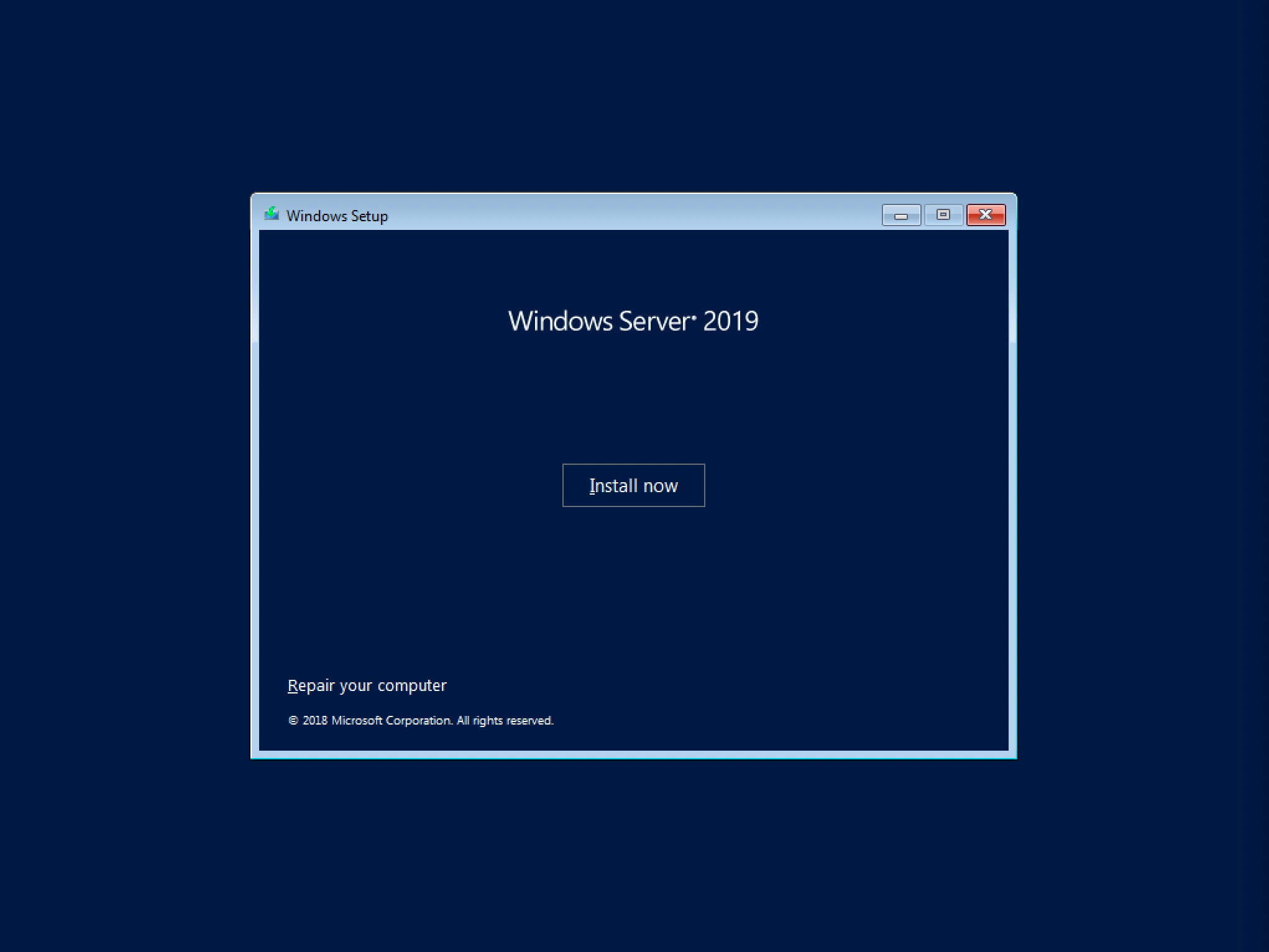 Установка Windows Server 2019