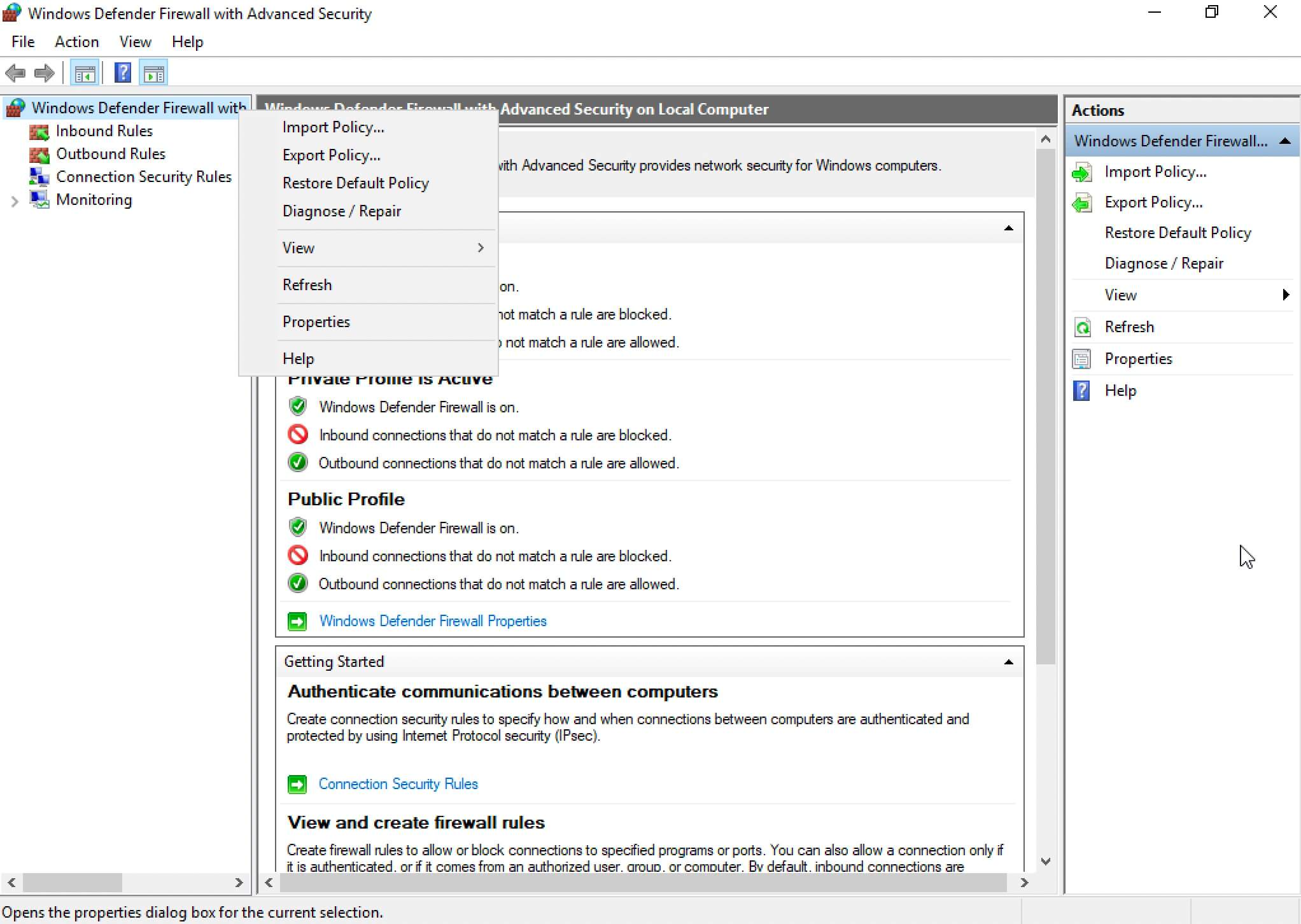 Включение логирования в Windows Firewall